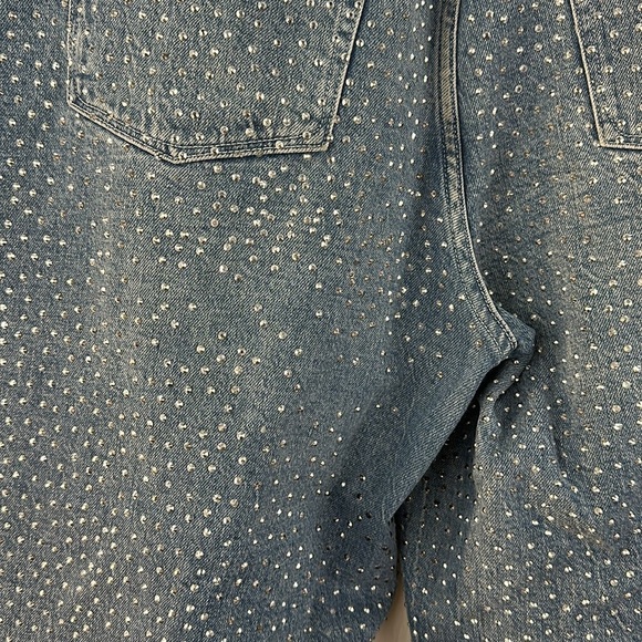 Good American High Waisted Wide Leg Cropped Sequin Denim Jeans - Picture 7 of 11